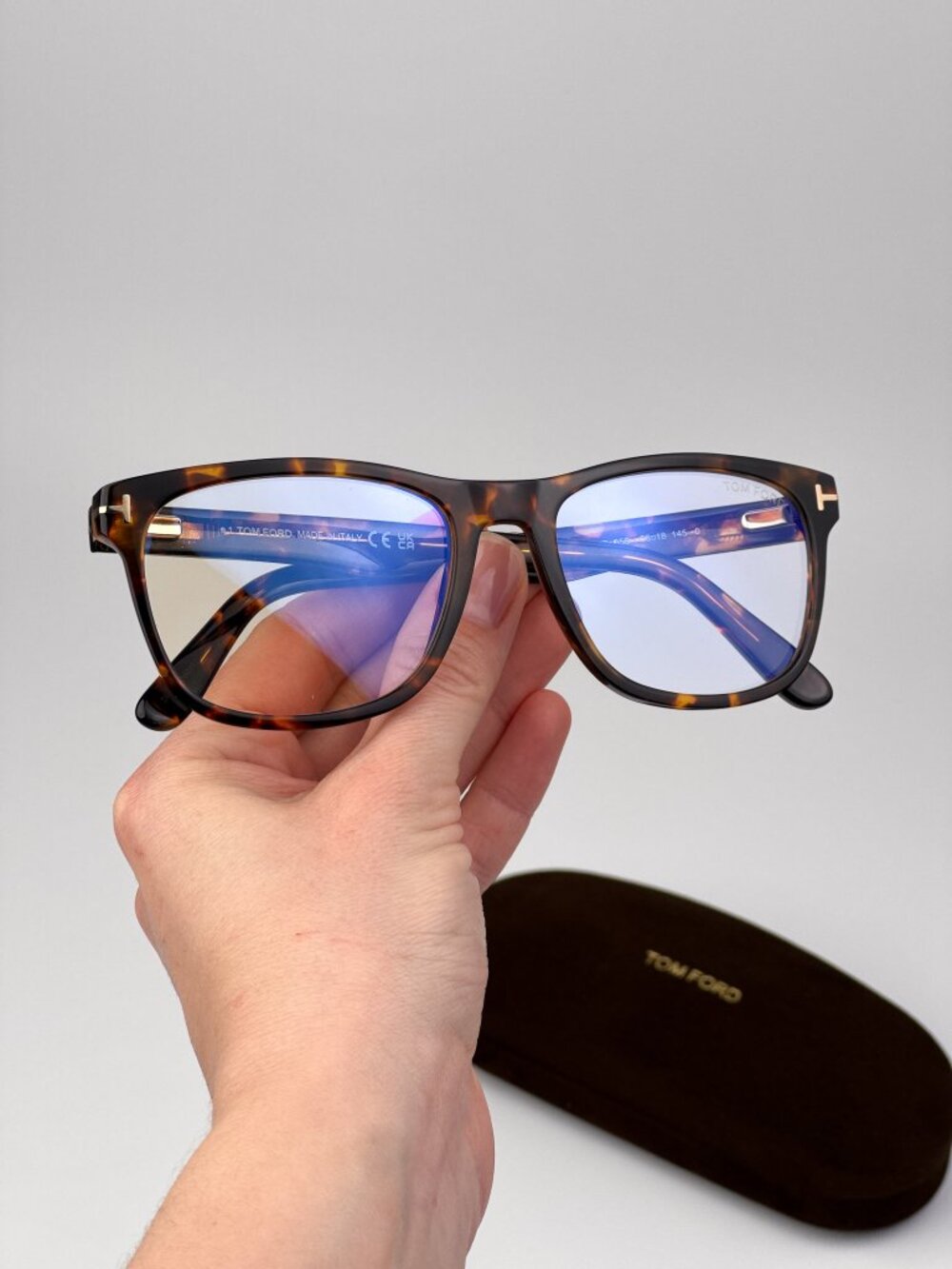 Tom Ford Men’s Eyeglasses Havana Square FT5662-B 056 Blue Light Block AUTHENTIC
